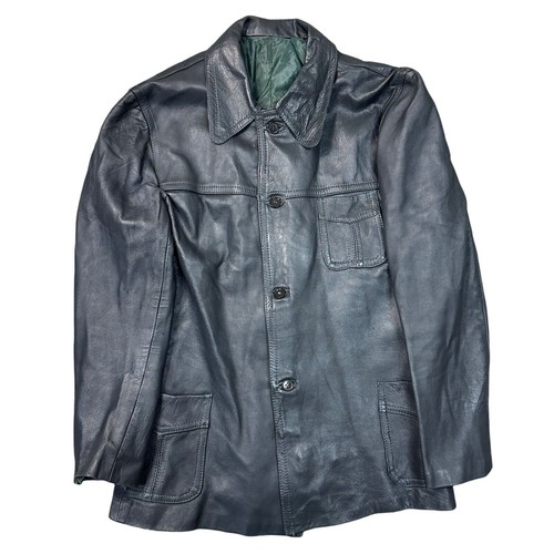 Vintage leather jacket button - leather,