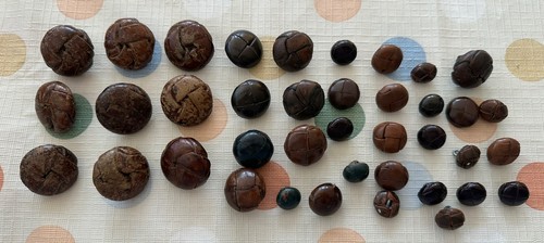 Vintage leather buttons - vintage,