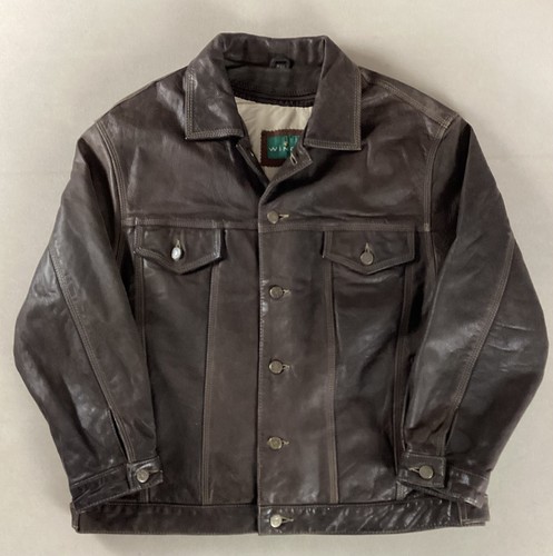 Vintage leather trucker jacket - leather,