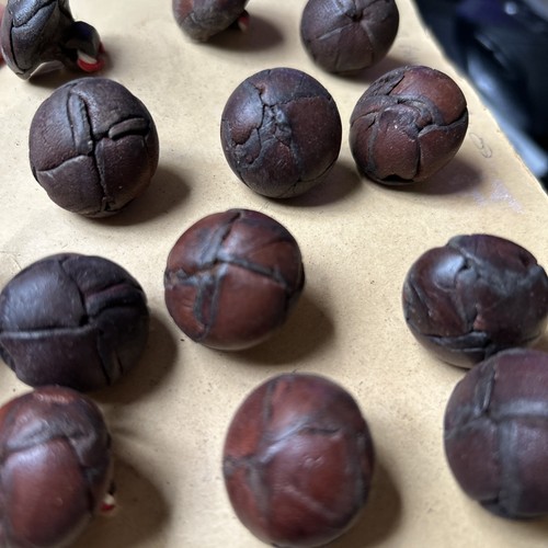 Vintage leather shank buttons - shank,