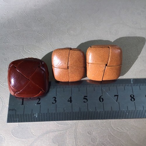 Leather square buttons brown - leather,