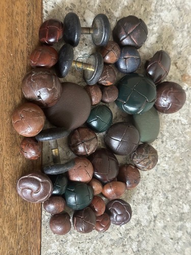 Vintage leather buttons - vintage,